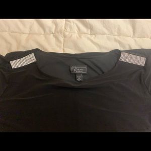 Rhinestone accent black blouse